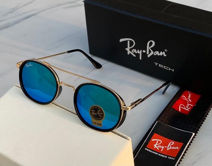 Ray Ban Blue Round Golden Shade