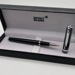 montblanc roller pen black and silver