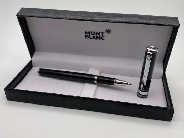montblanc roller pen black and silver