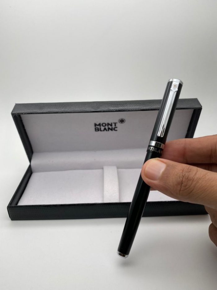 montblanc roller pen black and silver2