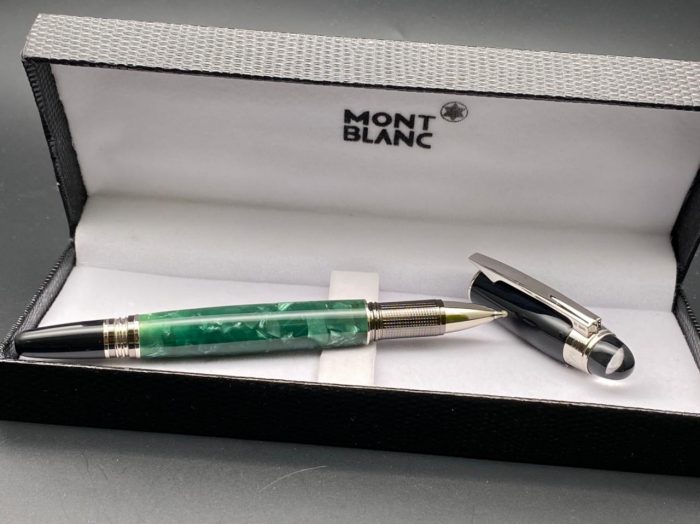 montblanc roller pen green marble finish